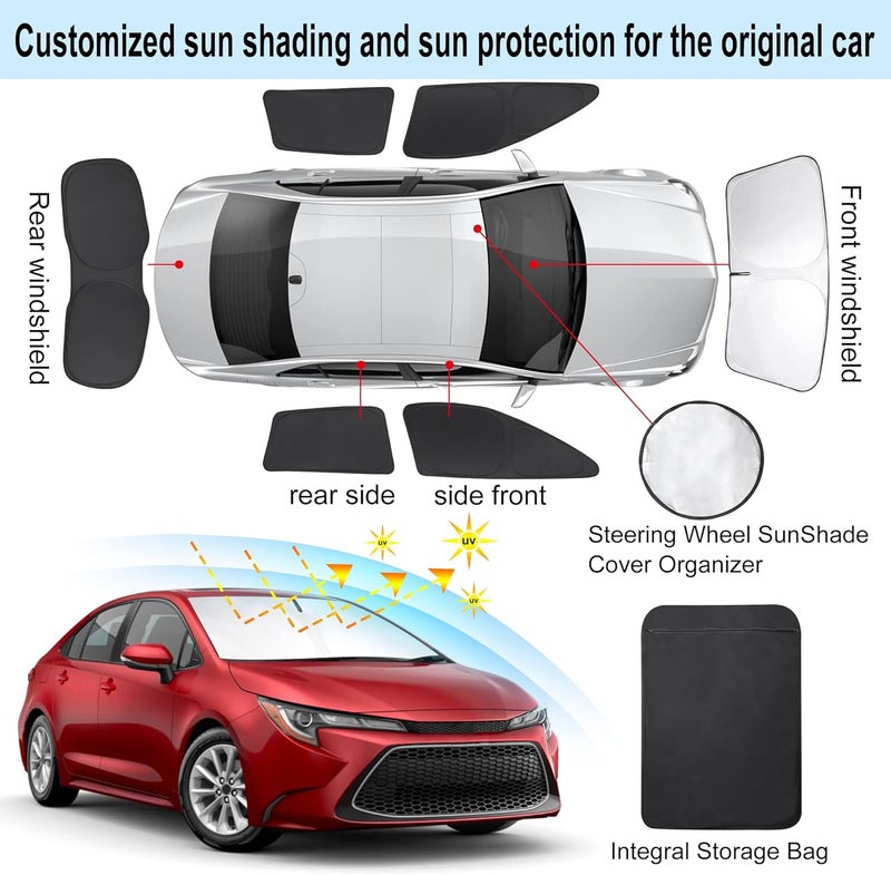 TINGLU Window Shades for Toyota Corolla 2020-2024 2025 (Not for Corolla Cross) Accessories Side Full Windows Cover Camping Rear Triangular Windshield Sun Shade Sun UV Rays Privacy Protection 6PCS - Image 3